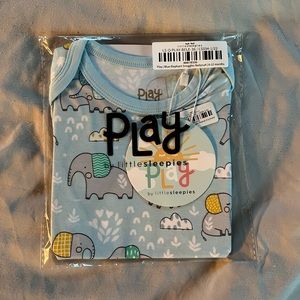 Blue elephant Little Sleepies bodysuit